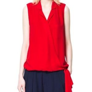 Zara Blouse Wrap side tie XS